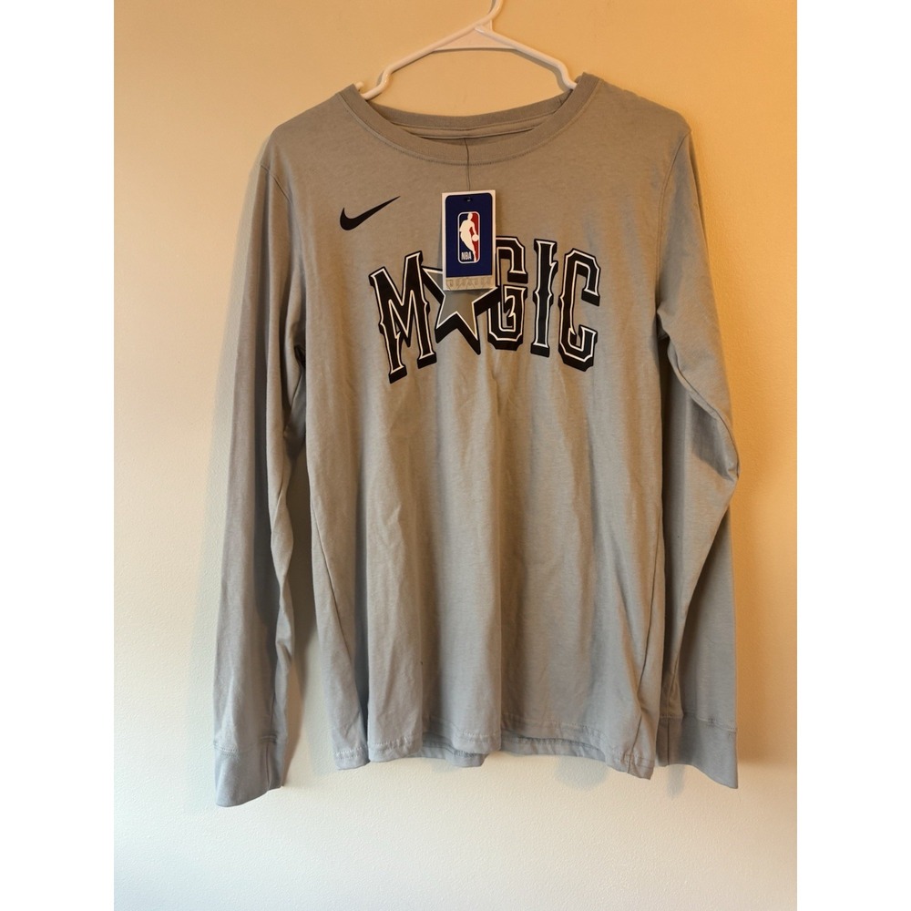 Nike Orlando Magic T Shirt Script Logo‎ Mens Sz XL Grey LongSleeve NBA New
